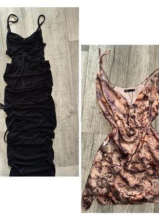 Сукні розміру хс нові дочка міді чорна на звʼязках та мармурова на запах міні сукня