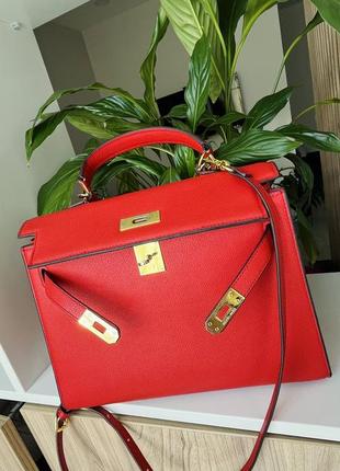 Сумка hermes kelly в красном цвете