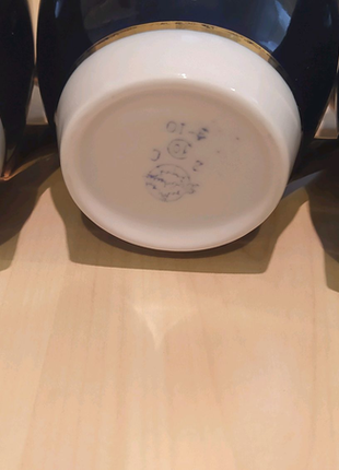 Чашка порцелянова кобальт з позолотою "с новосельем"2 фото