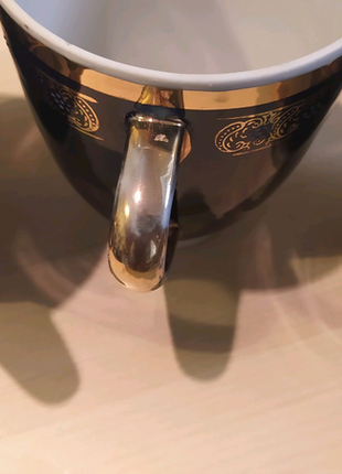 Чашка порцелянова кобальт з позолотою "с новосельем"3 фото