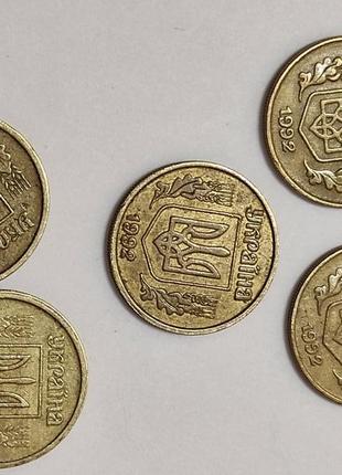 Монети україни  50 копійок, 1 коп., 25 копійок,5 копійок 1992 р6 фото