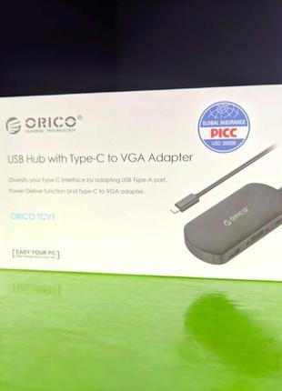 Orico адаптер usb 3.0 pd type c на vga для macbook перехідник хаб