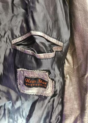 Кожаная куртка металлического цвета бомбер6 фото