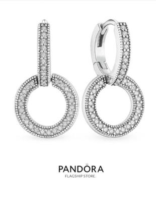 Сережки срібло silver_pandora original серьги паве