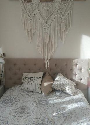 Большое панно макраме для декора изголовья кровати в стиле бохо3 фото