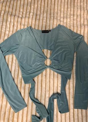 Топ блузка топ з довгим рукавом 🌸 вкорочена кофтинка