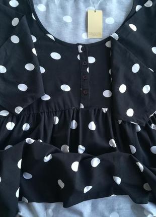 Блуза туника женская в горохи с удлиненной спинкой5 фото