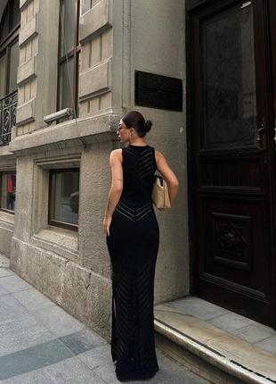Черное летнее макси платье романтичного кроя xs s m 42 44 туречковое вечернее платье макси3 фото