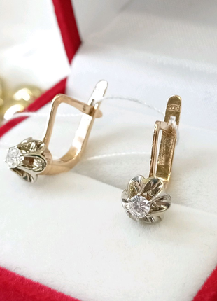 Золоті сережки з діамантами срср тюльпан5 фото