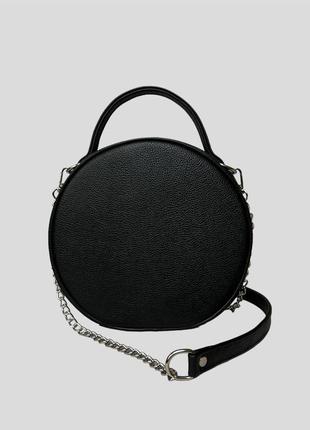 Жіноча сумка, шкіряна сумка, сумка з вишивкою, кругла сумка,3 фото