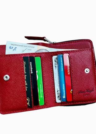 Жіночий шкіряний гаманець, компактний гаманець, гаманець з вишивкою4 фото