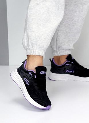 Прогулянкові темні кросівки жіночі кроси текстильні надпись фіолетові, літні, тепла весна3 фото