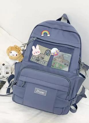 Рюкзак шкільний блакитний з мишком4 фото