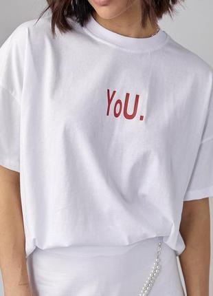 Женская футболка oversize с надписью you4 фото