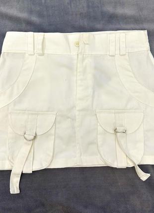 Юбка женская белая мини карго джинсовая3 фото