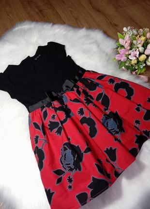 Нарядное платье красно-черное с розами на 2-3 года от next состояние новой 🖤♥️