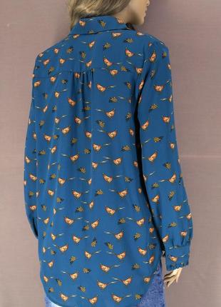 Брендова шифонова сорочка, блузка "tu" із фазанами, uk10.6 фото
