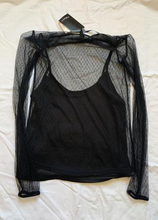 В сетку кофта с майкой