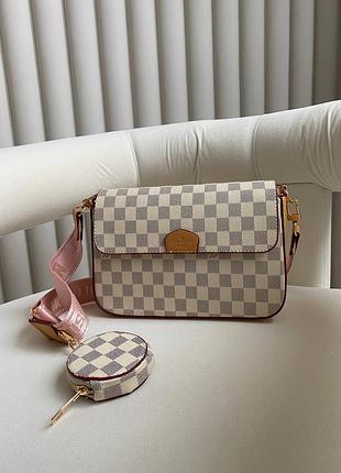Женская сумка lv multi pochette white chess 6
