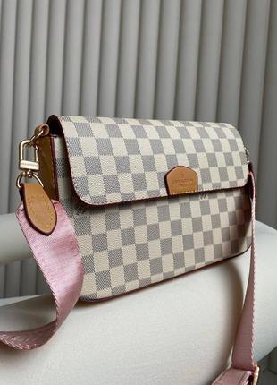 Женская сумка lv multi pochette white chess3 фото