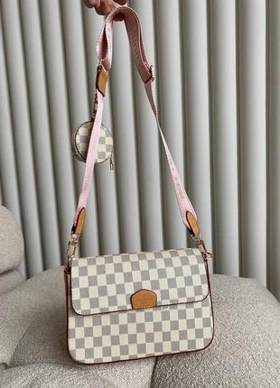 Женская сумка lv multi pochette white chess1 фото