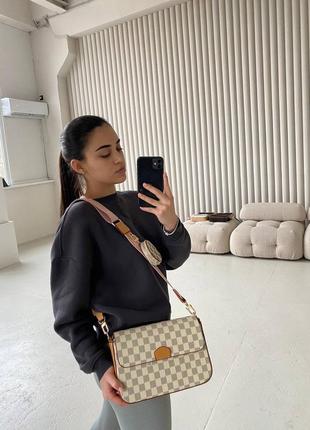 Женская сумка lv multi pochette white chess 2