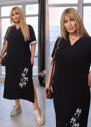 Ефектна жіноча літня сукня вільного крою9 фото