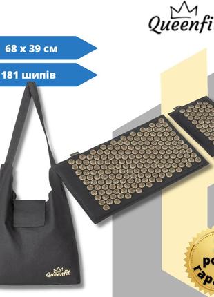 Килимок акупунктурний з подушкою queenfit чорний