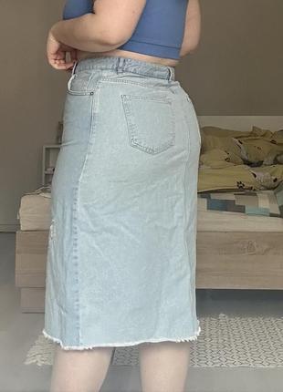 Джинсовая юбка из плотного денима6 фото