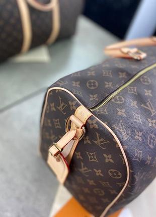 Дорожная сумка louis vuitton коричневая в стиле "monogram" с бежевой отделкой c2357 фото
