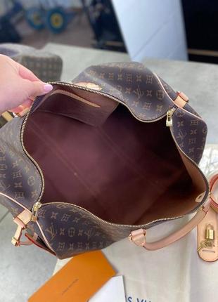 Дорожная сумка louis vuitton коричневая в стиле "monogram" с бежевой отделкой c2352 фото