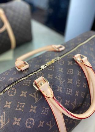 Дорожная сумка louis vuitton коричневая в стиле "monogram" с бежевой отделкой c2356 фото