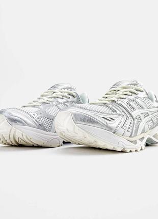 Asics gel kayano "white/silver"8 фото