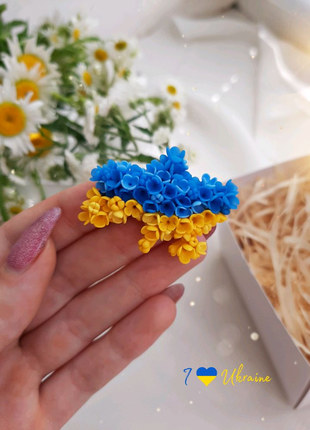 Патріотична брошка "квітуча україна" з полімерної глини |handmade