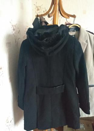 Распродажа!длинное чёрное пальто с капюшоном2 фото