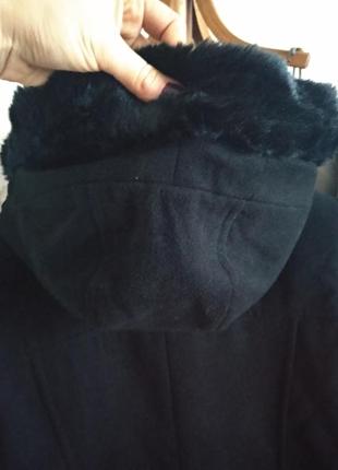 Распродажа!длинное чёрное пальто с капюшоном4 фото