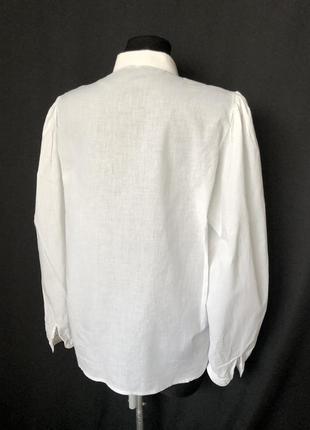 Белая рубашка винтаж блузка винтажная хлопок с кружевной отделкой длинный рукав halali2 фото