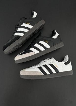 Кожаные кеды adidas samba black white