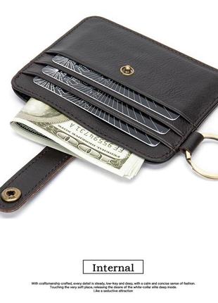 Чоловічий шкіряний гаманець для карток westal картхолдер із кільц6 фото