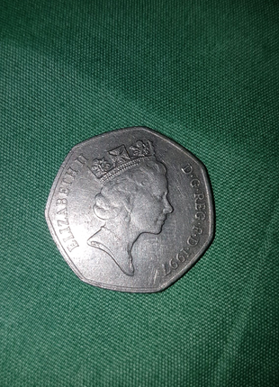 Монета elizabeth 2 d. g. reg.f.d.1997 fifti pence