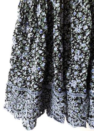 Длинное хлопковое платье сукня цветочный принт пышные/обьемные рукава вышивка свободный крой5 фото