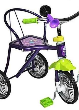 Детский транспорт для катания велосипед 3-х колесный с рамой из стали резиновыми колесами и сигналом