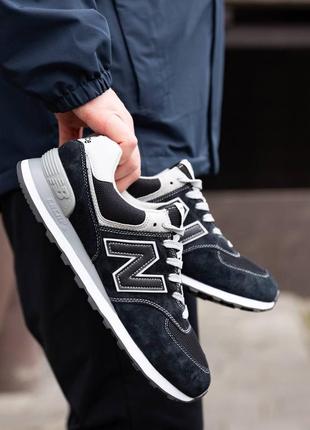 New balance 574 dark blue white7 фото