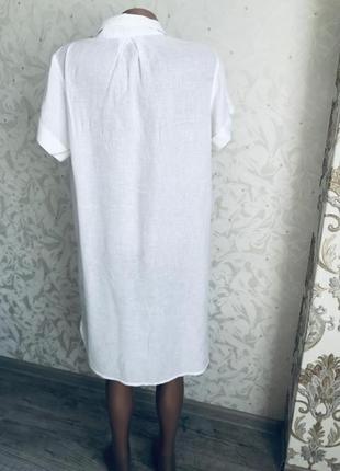 Туника льняная со льном рубашка трендовая модная белая accessorise пляжная стильная4 фото