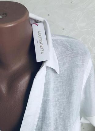 Туника льняная со льном рубашка трендовая модная белая accessorise пляжная стильная6 фото