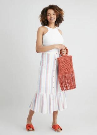 Юбка миди в полоску летняя белая новая tu паркс 16