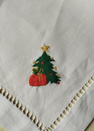 🎄🎁 винтаж👌 новая белоснежная большая хлопковая салфетка😍 40х40