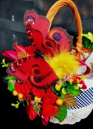 Декор для корзины на пасху в коробочке "бабочка"