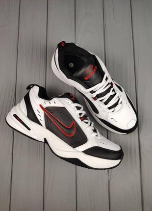 Nike air monarch thermo white black red