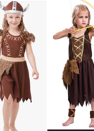 Костюм платье викинг, пещерный человек, воин от 5-9 лет